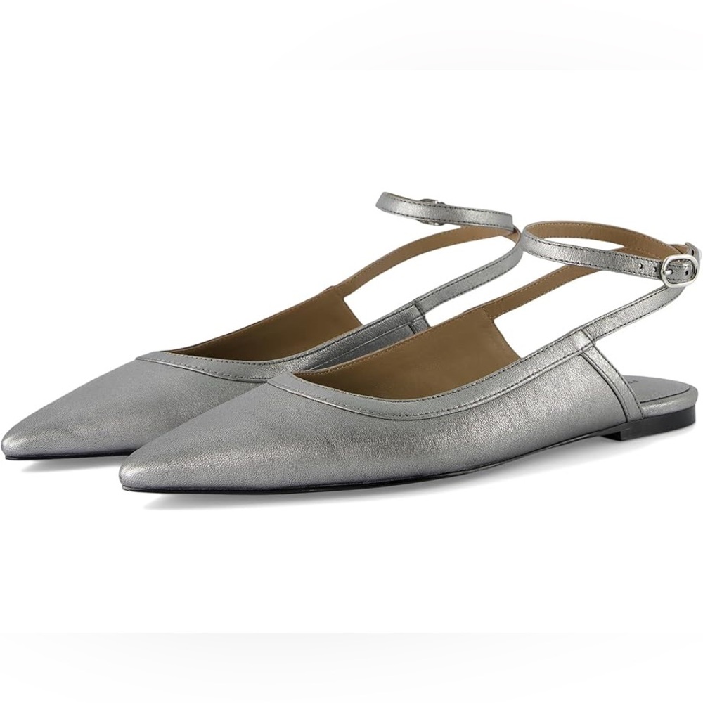 Free People Jules Point Wrap Flats - Gunmental